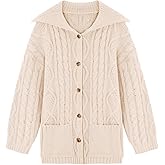Saodimallsu Womens Cable Knit Cardigan Sweaters Fall Oversized Long Sleeve Button Open Front Knit Sweater Coats