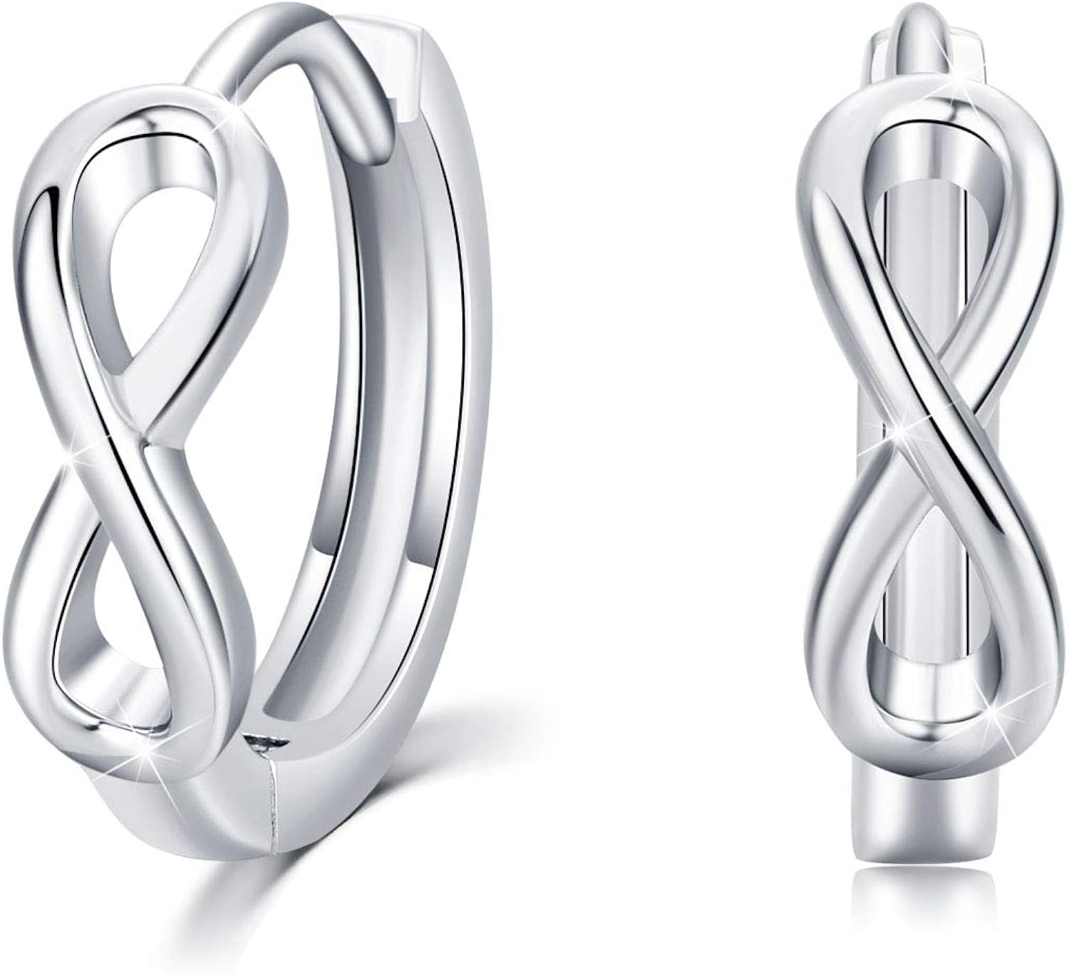 Infinity Earrings, 925 Sterling Silver Hoop Earrings for Women Infinity