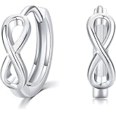 925 Sterling Silver Infinity Hoop Earrings - Huggie Small Hoops for Women