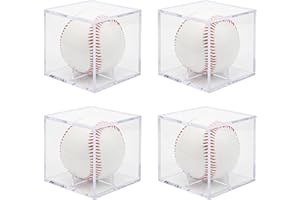 Baseball Display Case, Boyistar Acrylic Cube Boxes for Baseball Holder Case with Stand Clear Storage Showcase Display Baseball Protector Box Official Size Ball Box for Show, Memorabilia, Gifts (4)