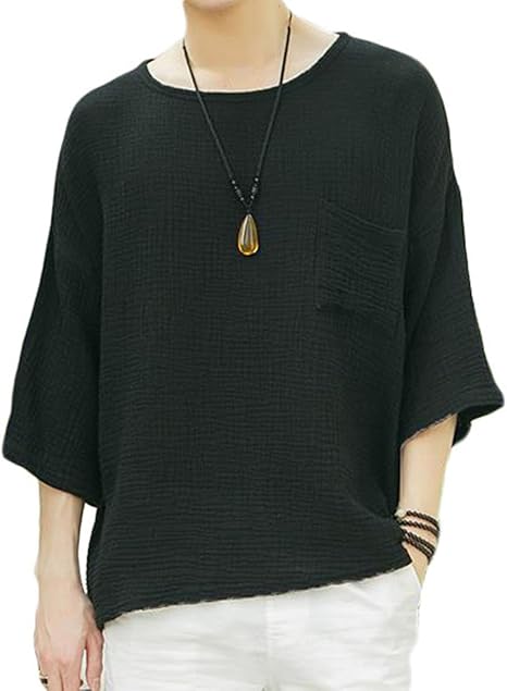 Amazon Zhongjue ジュージェン メンズ Tシャツ 半袖 リネン コットン カジュアル カットソー ゆったり ティーシャツ 白 黒カットソー Tシャツ カットソー 通販