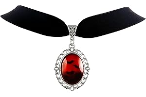 DAYANEY Heart Necklace, Bat Necklace Blood Necklace as Halloween Necklace for Women, Gothic Vintage Choker Necklace, Halloween Heart Choker Jewelry as Costume Party Oufits