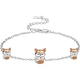 Palpitate Fox Bracelet Fox Gifts 925 Sterling Silver Cute Animals Bracelet Jewerly Gifts for Women Daughters
