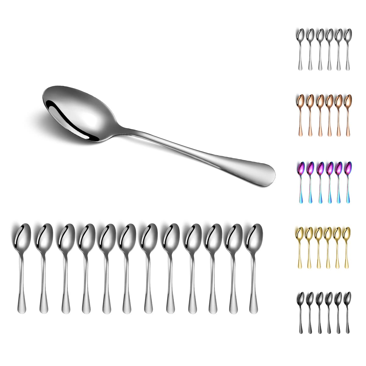 Dinner Spoons, Kyraton 12 Pieces 19 cm Stainless Steel Table Spoon, Soup Spoons, Spoons Sliverware Dishwasher Safe Set of 12