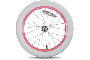 DR BIKE JOYSTAR 12 14 16 18 20 Inch Kids Bike Front Wheels Replacement Bicycle Wheels with 12-20 Inch Solid Air Rubber Tire & Inner Tube Don't Fit Huffy Bike Black & White Pink