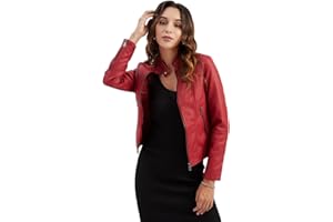 DEAR MODEL Faux Leather Jacket Women Bomber Jacket Women's Belted Motorcycle Jacket