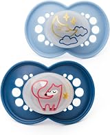 MAM Original Night Soother 2 Pack Glow in the Dark Blue 16+ Months