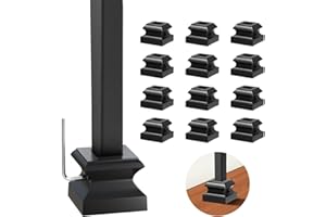 GRMIKBU Iron Baluster Shoes Stair Balusters Stair Flat Shoe with Screw for 1/2" Square Balusters,Copper Baluster Wrought Iron Spindles Shoes Metal Spindle Railing Staircase Balusters, Satin Black (12 Pcs)