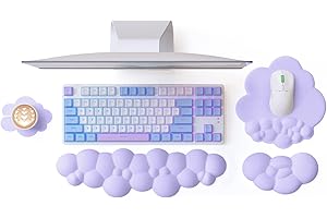 MANBASNAKE Cloud Mouse Pad Wrist Support Keyboard Wrist Rest 4 in 1Leather Cushion Memory Foam,Waterproof Coaster,Ergonomic Palm Rest for Office Work,PC Gaming,Wrist/Elbow Pain Relief (Purple)