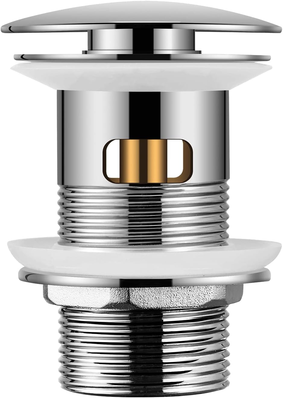 Hapilife Pop Up Waste for Bathroom Sink Chrome Click Clack with Overflow