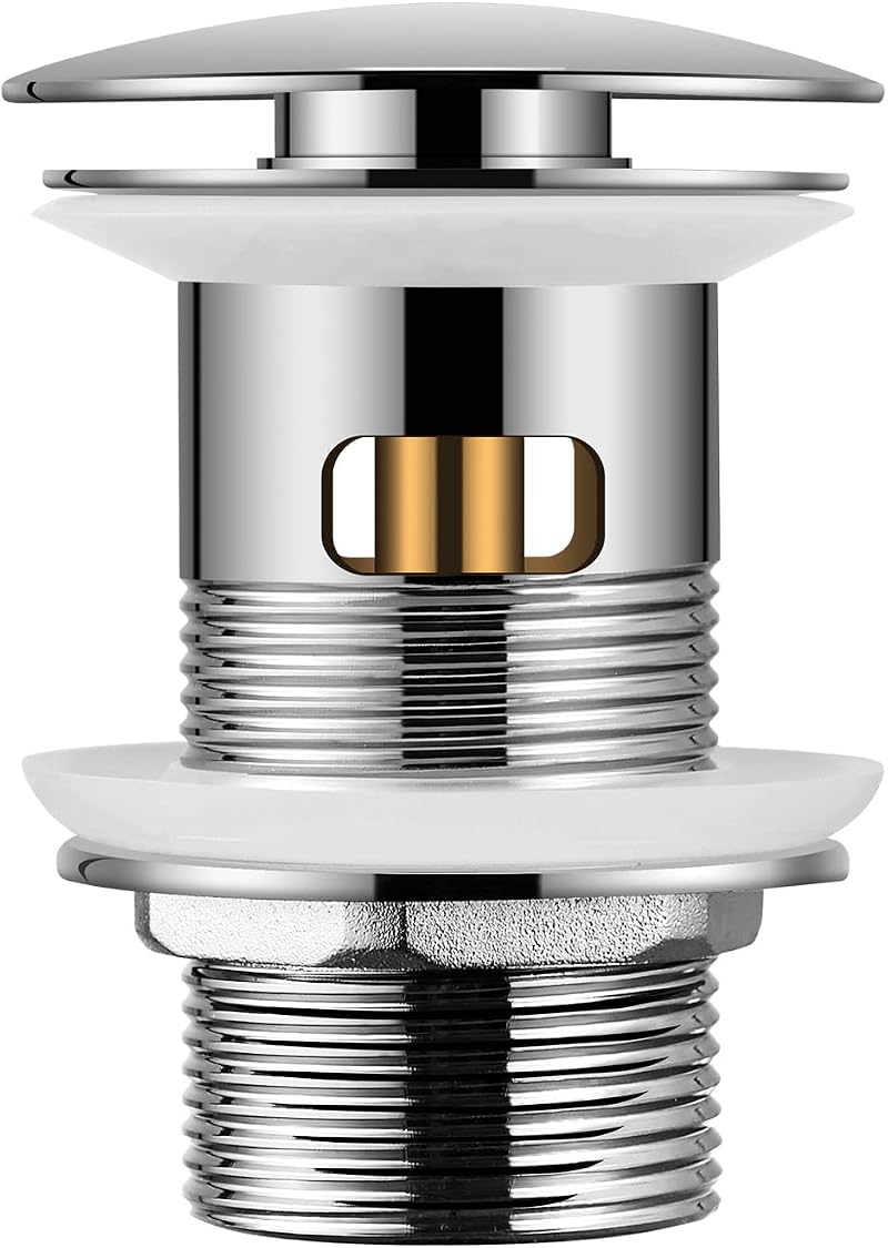 Hapilife Pop Up Waste for Bathroom Sink Chrome Click Clack with Overflow