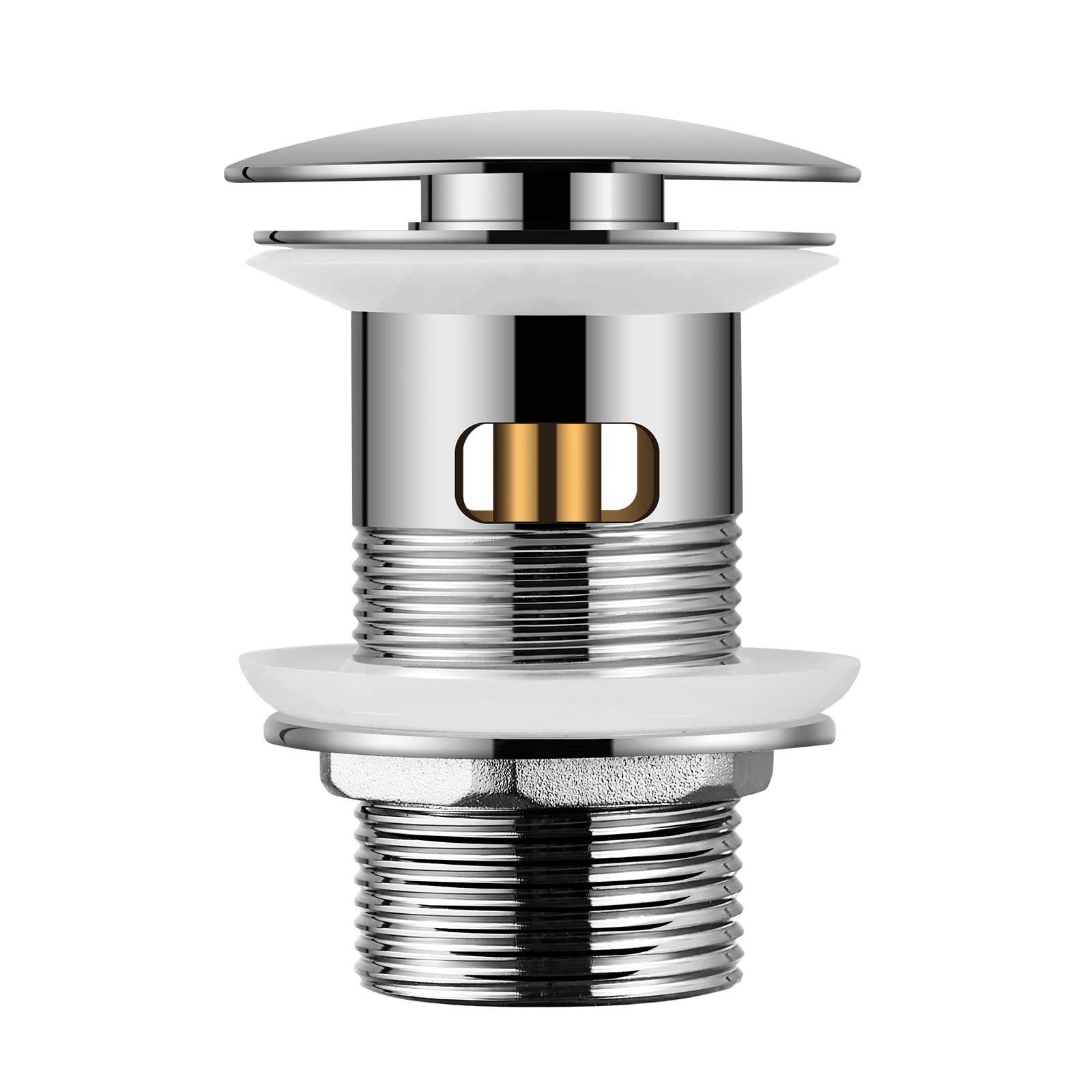 Hapilife Pop Up Waste for Bathroom Sink Modern Basin Waste Chrome Click Clack Sprung Plug Waste for Basin Slotted with Overflow