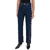 MOON RIVER Women's Stud Detail Denim Pants
