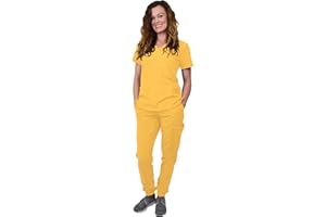 Green Town Scrubs for Women Scrub Set - Jogger Pant and V-Neck Top, 6 Pockets