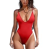 ESONLAR Women's Sexy Plunging V Neck Bathing Suit Open Back One Piece Swimsuits