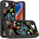 Candykisscase Case for iPhone 16E, Video Game Design Shock-Absorption Hard PC and Inner Silicone Hybrid Dual Layer Armor Defender Case for iPhone 16E (Gaming Controller) Black