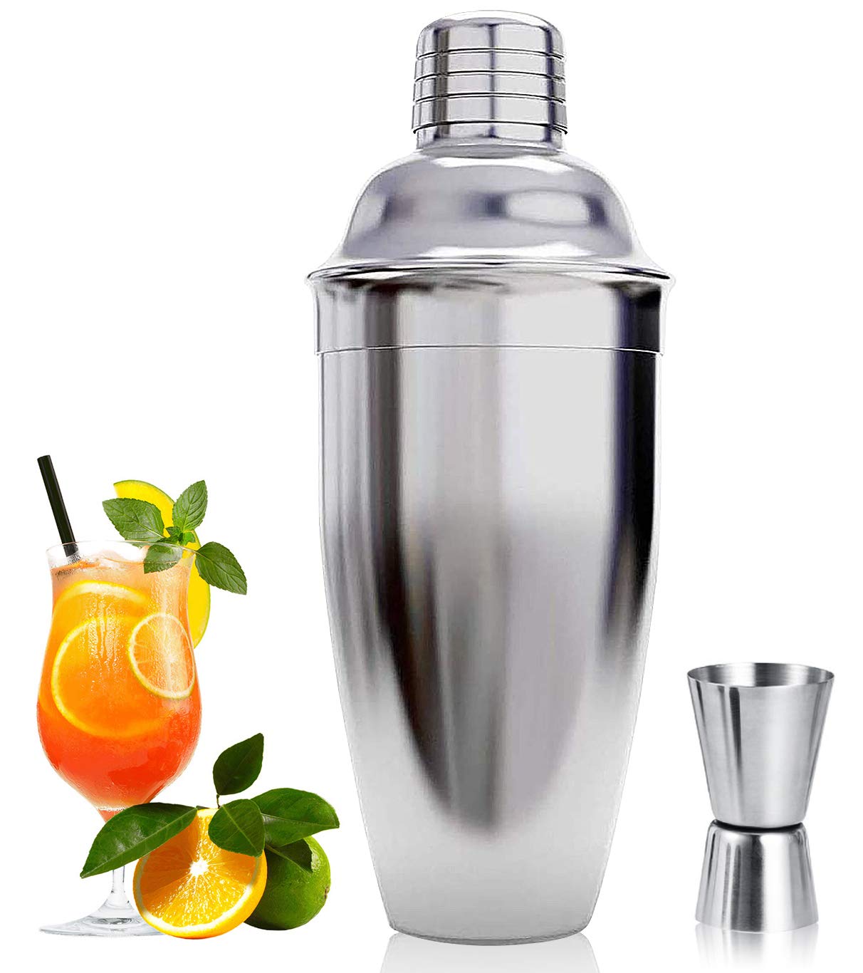cocktail shaker, cocktail maker set, martini drink shaker, 750 ml cocktail shaker Strainer, bartender mixer tool,home liquor cobbler shaker, Stainless Steel bar shakers for cocktail making kit (2 PCS)