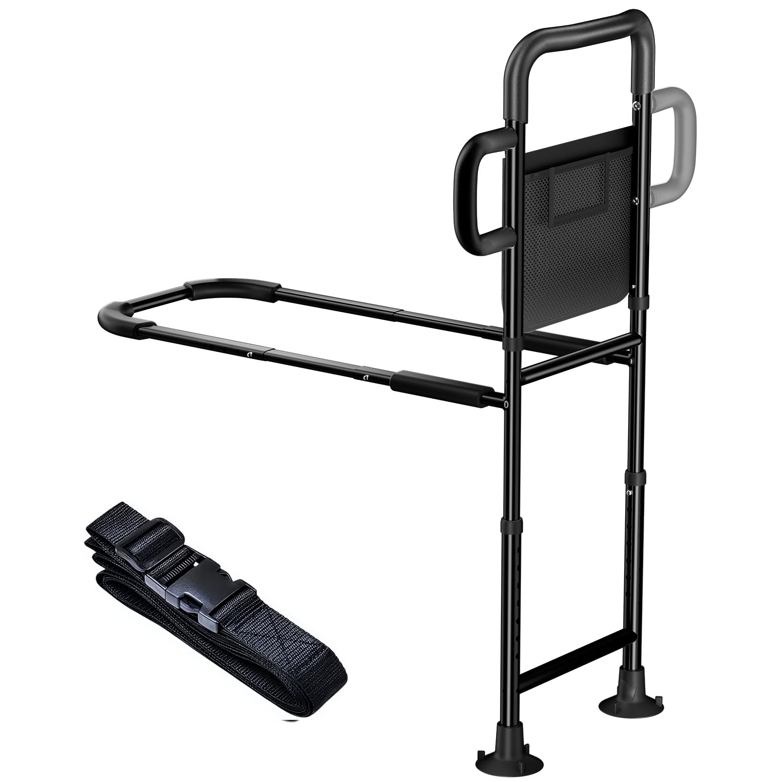 Photo 1 of JOYCUDDLE Bed Rails for Elderly Adults Safety - Height Adjustable Bed Assist Rail for Seniors, Stable Bedside Handle with Non-Slip Grip & Pocket, Fits King Queen Full Twin Bed (Black)