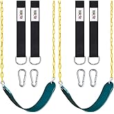 2 Pack Swings Seats Heavy Duty with 66" Chain Plastic Coated, Playground Swing Set Accessories Replacement with Snap Hooks and Hanging Strap