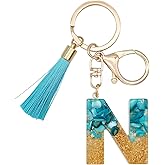 Beljeley Cute Letter Key Chains for Women with Tassels, Initial Bag Charms Keychains Accessories for Handbags Purse Backpack