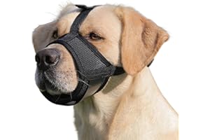 YENOVO Three Straps Dog Headcollars for Medium Dogs, Adjustable Soft Air Mesh Muzzle with Reflective Strips, Breathable Drinkable Anti Biting Barking Chewing Loop Pets Muzzle Suitable for Dog ​​Walking(L)