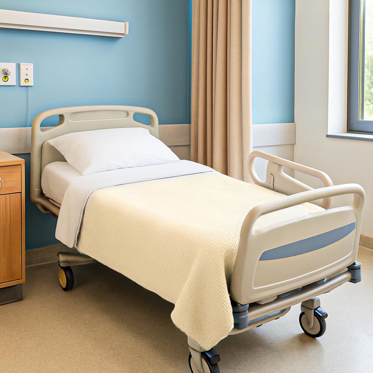 Interweave Healthcare Lightweight Thermal Blanket, Comfortable Hospital Throw, 100% Polyester, Cream