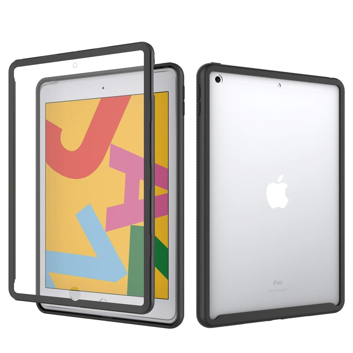 For iPad 8th / iPad 7th Generation Case 10.2 inch, Military Grade Drop 360° Full Body Protection Rugged Bumper Case Anti-Scratch Protective Cover Built-in Screen Protector (iPad 8th / iPad 7th, Black)