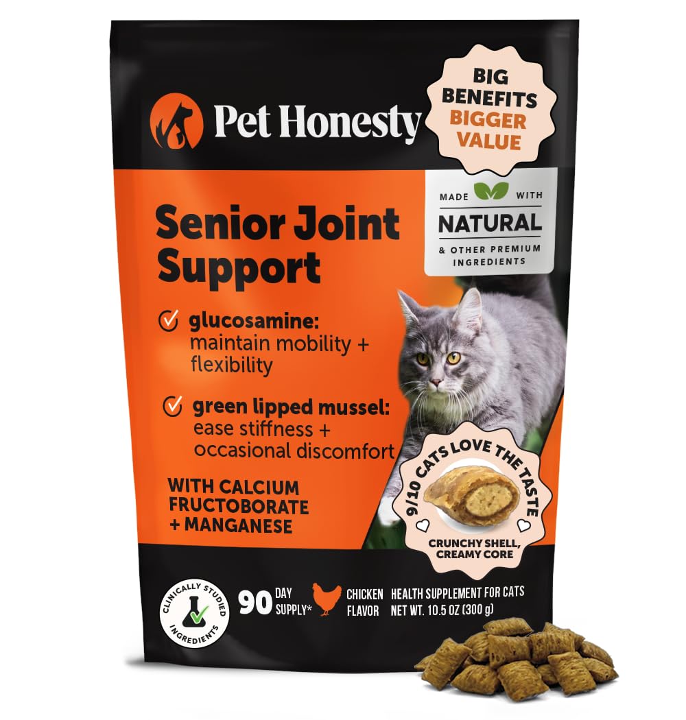 Cat Hip + Joint Health Chews – Crunchy & Creamy Cat Joint Support Supplement - Glucosamine, Chondroitin & Omega-3s – Supports Mobility, Flexibility & Comfort for Indoor & Outdoor Cats (Chicken 90-Day) Image