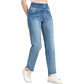Women's High Waisted Straight Leg Jeans Tummy Control Stretchy Denim Pants, Soft Comfortable Fit Casual Work Office Wear