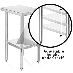 KUTLER Stainless Steel Table 24 x 12 Inches, NSF