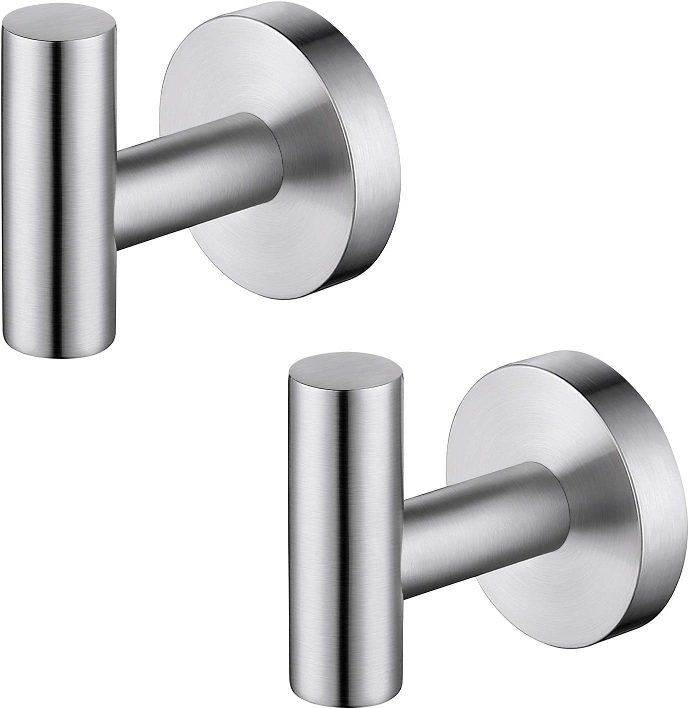 KES Bathroom Wall Towel Hooks No Drill Heavy Duty Robe Hook Holder SUS304 Stainless Steel Brushed 2 Pack, A2164DG-2-P2 - - 
