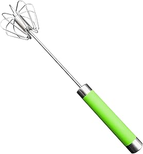 KUFUNG Hand Push Egg Whisk, Stainless Steel Matcha Whisk Blender for Home, Egg Beater, Milk Frother, Mixer Stirrer, for Blending, Whisking, Beating & Stirring (10 inch, Dark Green)