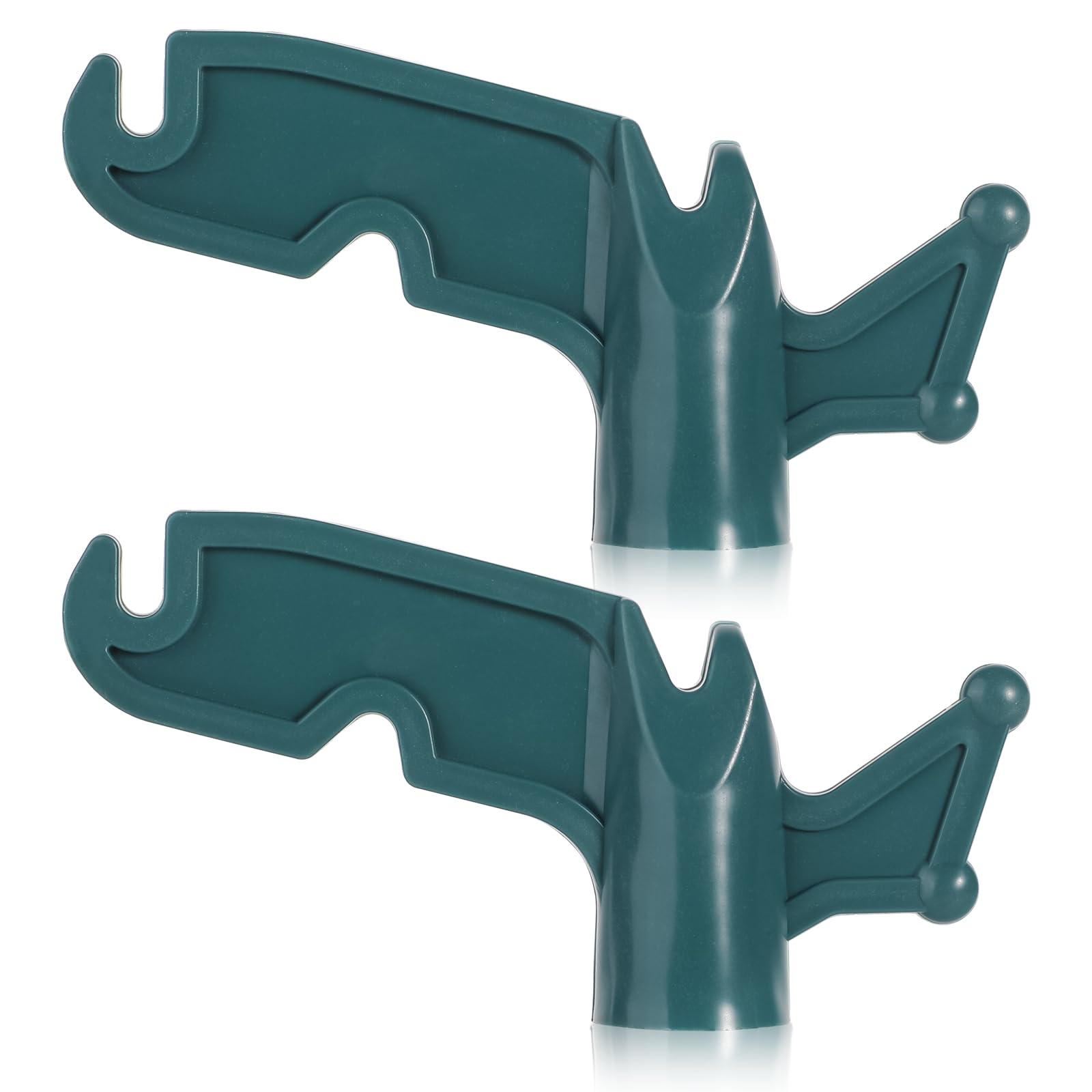 SAVITA 2pcs Plastic Utility Hook, 3/4 Inch Extension Pole Hook Multi-Purpose Screw on Pole Hook Pole Hook Attachment for Hanging Christmas Light Strings Rope (Green)