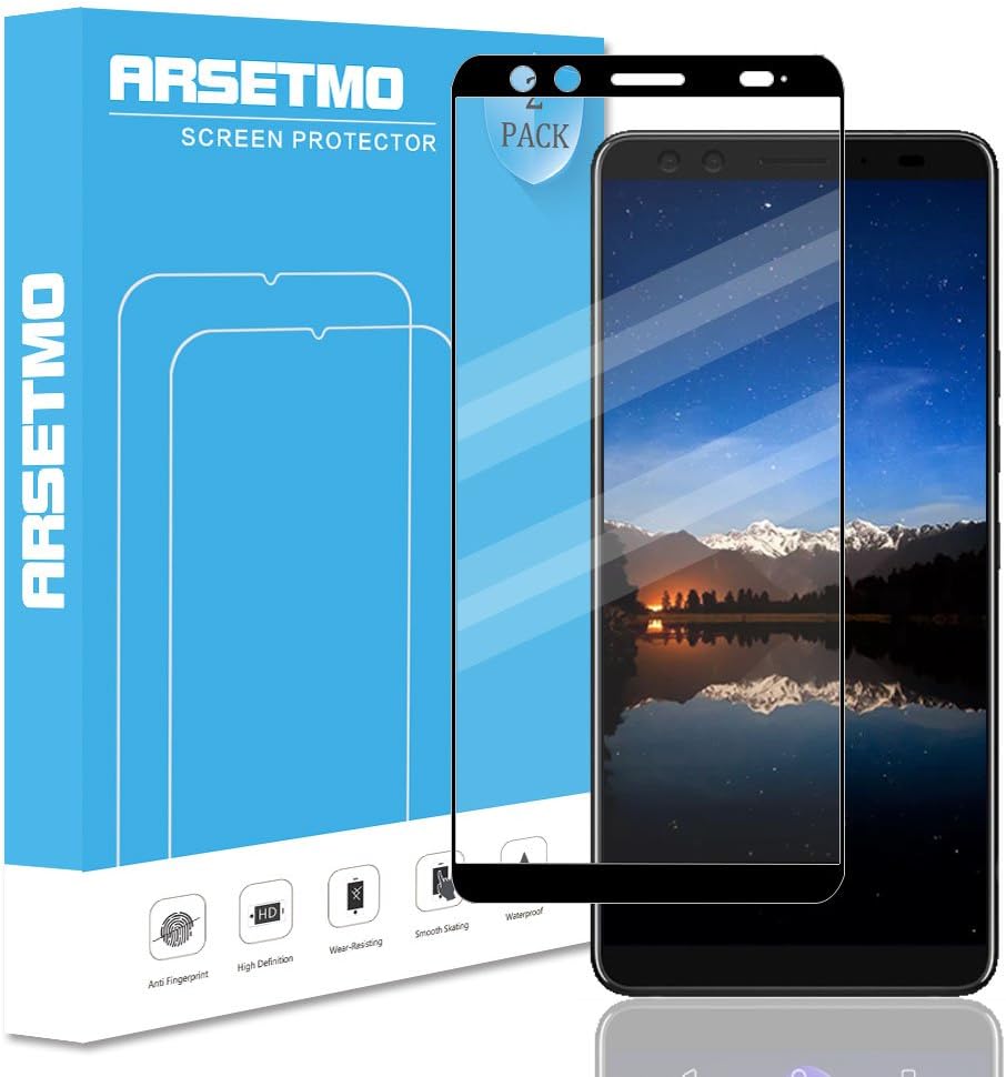 HTC U12 Plus/U12+ Screen Protector, Arsetmo [2.5D Curved Edge-Full Coverage] [9H Hardness] [HD Clear] [Scratch Free] Tempered Glass Screen Protector for HTC U12+ (2 Pack)