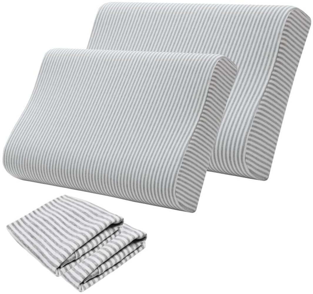 Photo 1 of 2 Pack Memory Foam Neck Pillow Cover, Soft Cotton Pillow Protector with Hidden Zippered Closure