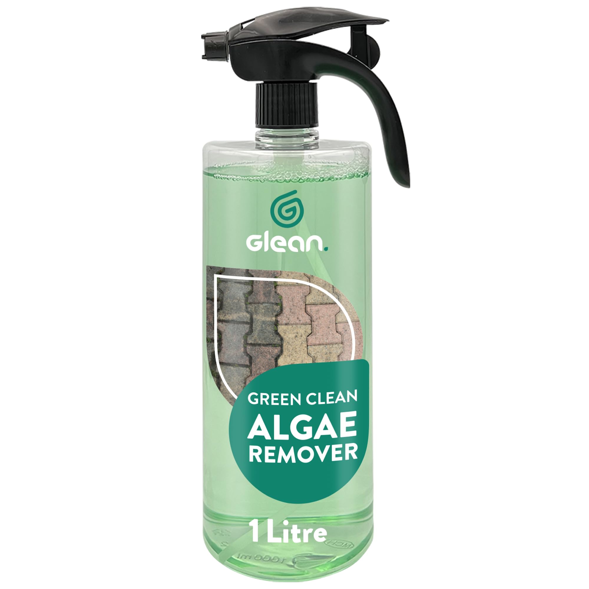GLEAN Green Clean Algae Remover | 1L Covers 10m² | Ready to Use Spray | Patio Cleaner for Moss, Mould, Lichen & Algae | Spray and Leave | Paths, Fences, Roof Tiles, Decking, Brick & Concrete Surfaces