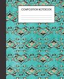 Composition Notebook: Turquoise And Faux Gold Peacock Bird Pattern College Ruled Notebook Lined School Journal