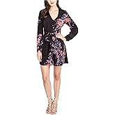 Rachel Roy Womens Long Sleeve Floral Wrap Dress, Black, 12