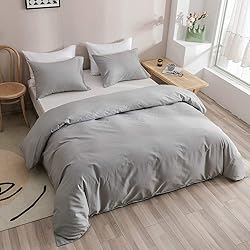 CLOTHKNOW Silver Gray King Comforter Set 3Pcs Grey