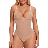 JOYSHAPER Backless Shapewear Tummy Control Body Shaper U Plunge Bodysuits Thong Shapewear Low Back Sexy Bodysuits
