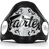 Fairtex BPV2 Lightweight Belly Pad, Leather Muay Thai Trainer Protection | Full-grain hide with 4-layer core and plastic reinforcement. Strapped midsection shield protects ribs from hard strikes