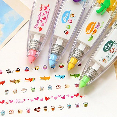 Saflyse4pcs Korea cute correction with decorative brush card kawaii stationery tape school supplies DIY crafts scrapbook stickers