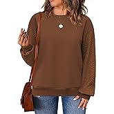 DOLNINE Plus-Size-Sweatshirts for Women Casual Crewneck Tops Cable Knit Sleeve Loose Fit Pullover Shirts XL-5XL