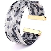 FAERLIIRY Wide Cuff Bangle Bracelet for Women Acrylic Resin Tortoise Bangle Bracelet Statement Adjustable Colorful Open Wrap Wide Bracelet Statement Jewelry Gifts (Black)