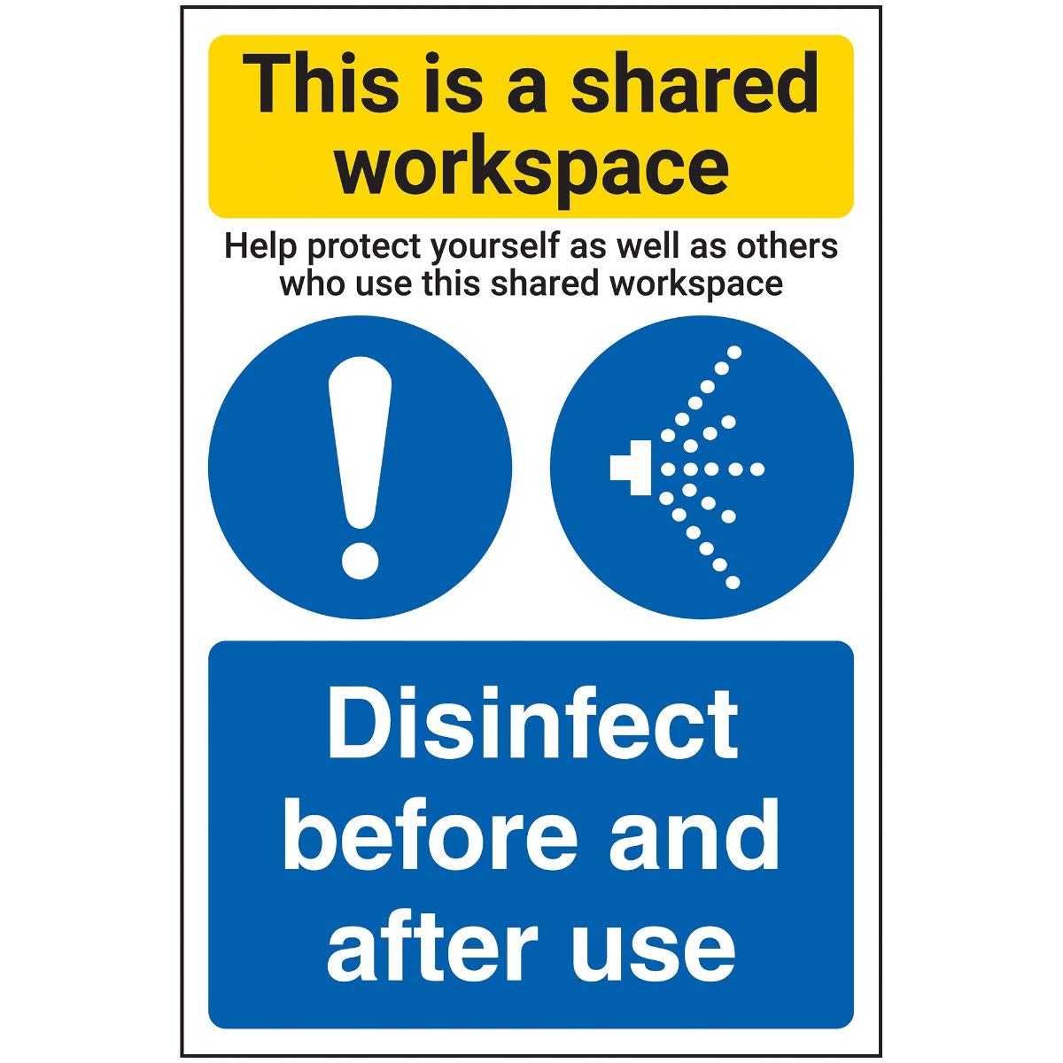 V Safety Shared Workspace/Disinfect - 200mm x 300mm - 1mm Rigid Plastic