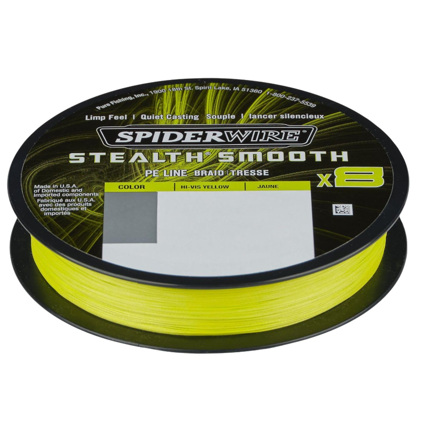Spiderwire Stealth Smooth 8 New 2020, 150 m, Yellow, 8-Way Braided Line with Micro Coating, 0.06 mm - 0.39 mm, 5.4 kg - 46.3 kg, Abrasion Resistant (150, 0.19 mm - 18.0 k)