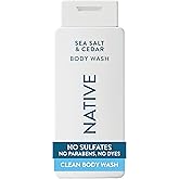 Native Clean Body Wash for Women &amp; Men, Sea Salt &amp; Cedar Scent, 18 fl oz | Gentle &amp; pH Balanced for Sensitive Skin | 24HR Freshness | Free of Sulfates, Parabens, Phthalates | Vegan &amp; Cruelty-Free
