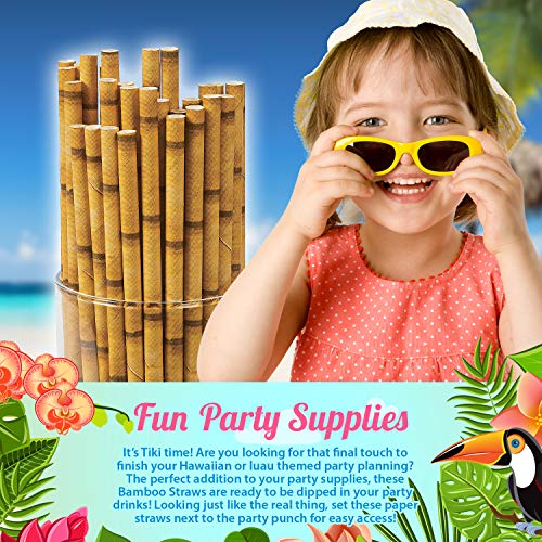 Fun Express Bamboo Paper Straws | 24 Count | Great for Luau, Children's Parties, Hawaiian-Themed Cel - //coolthings.us
