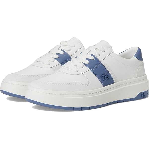 (取寄) ローレン ラルフローレン レディース ハーリー カラーブロックト レザー スニーカー Lauren Ralph Lauren women Harlie Color-Blocked Leather Sneakers  White/Bianco/Capri Blue Amazon.com | Lauren Ralph Lauren, Women, Harlie Color-Blocked