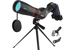 ZZSTAR 20-60x65 Spotting Scope with Tripod, 45 Degree Angled, BAK4 Prism FMC Lens Waterproof Spotting Scopes for Target Shooting/Bird Watching/Astronomy/Wildlife Scenery with Phone Adapter, Carry Bag